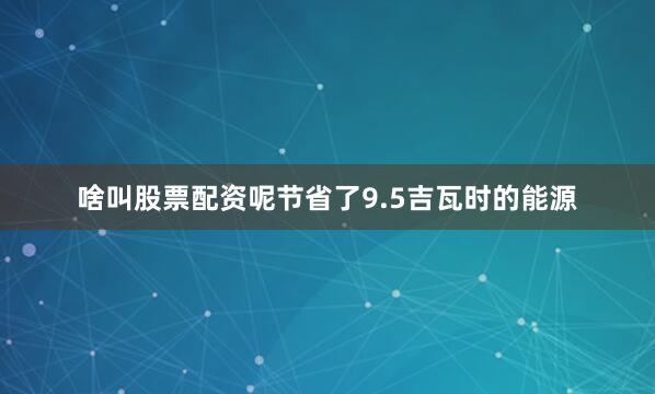 啥叫股票配资呢节省了9.5吉瓦时的能源