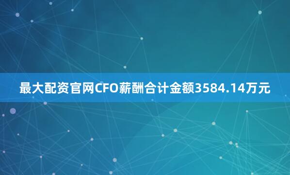 最大配资官网CFO薪酬合计金额3584.14万元