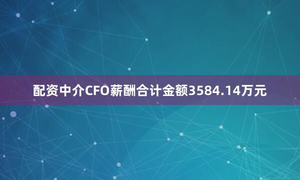 配资中介CFO薪酬合计金额3584.14万元